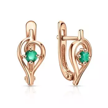 Золотые серьги с изумрудами природными