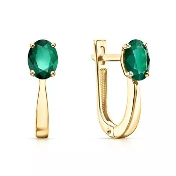 Золотые серьги с изумрудами природными