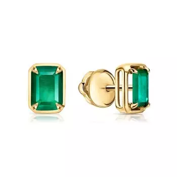 Золотые серьги с изумрудами природными