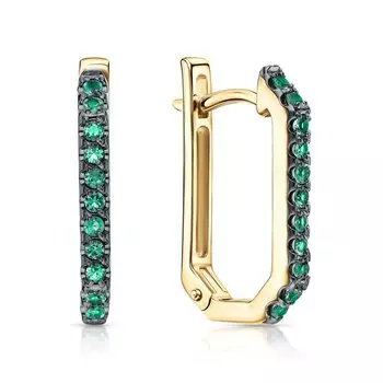 Золотые серьги с изумрудами природными