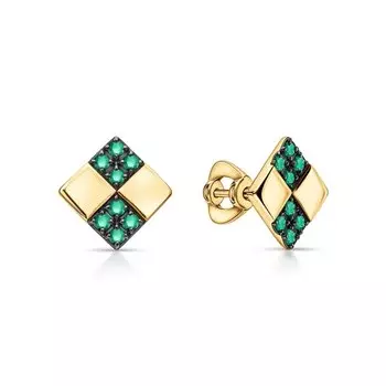 Золотые серьги с изумрудами природными