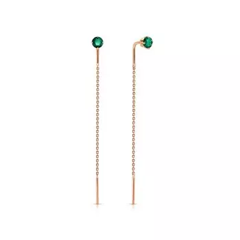 Золотые серьги с изумрудами природными