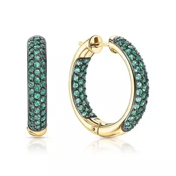 Золотые серьги с изумрудами природными