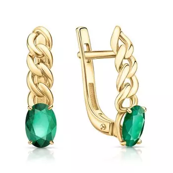 Золотые серьги с изумрудами природными