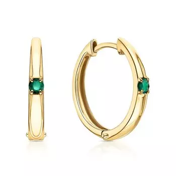 Золотые серьги с изумрудами природными