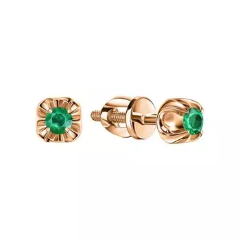 Золотые серьги с изумрудами природными
