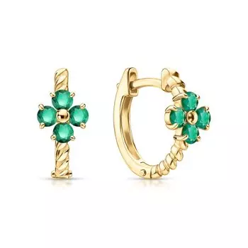 Золотые серьги с изумрудами природными