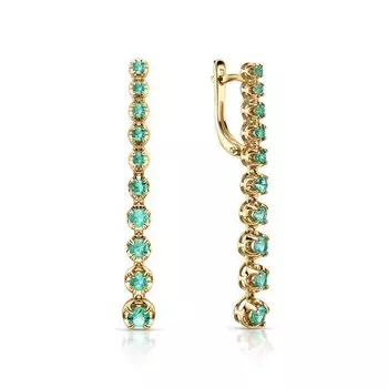 Золотые серьги с изумрудами природными