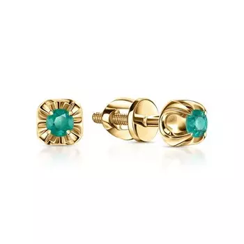 Золотые серьги с изумрудами природными