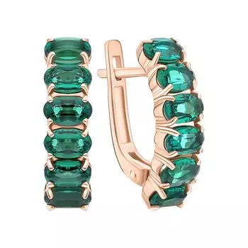 Золотые серьги с изумрудами выращенными