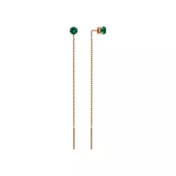 Золотые серьги с изумрудами выращенными