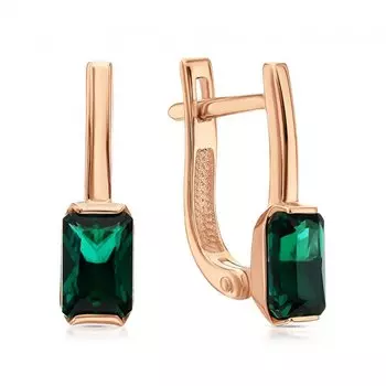 Золотые серьги с изумрудами выращенными