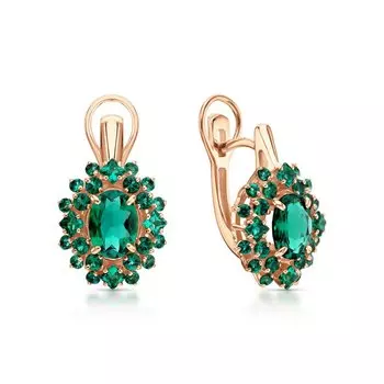 Золотые серьги с изумрудами выращенными