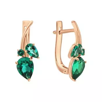 Золотые серьги с изумрудами выращенными