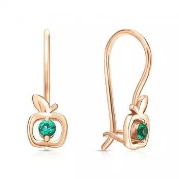 Золотые серьги с изумрудами выращенными