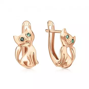 Золотые серьги с изумрудами выращенными