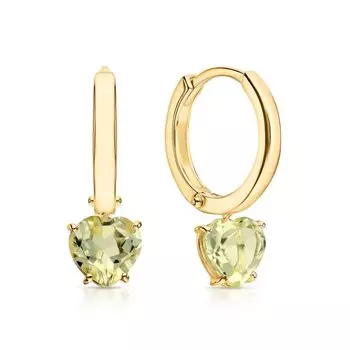 Золотые серьги с кварцами лимонными природными