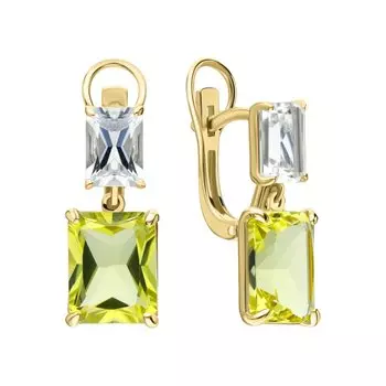 Золотые серьги с кварцами природными