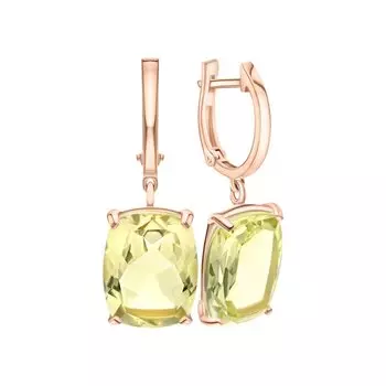 Золотые серьги с кварцами природными