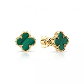 Золотые серьги с малахитом