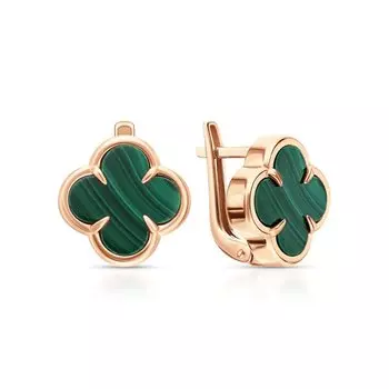 Золотые серьги с малахитом