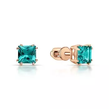 Золотые серьги с наноситал турмалинами параиба