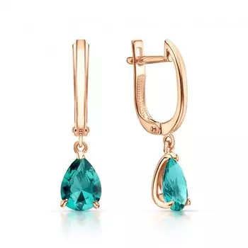 Золотые серьги с наноситал турмалинами параиба