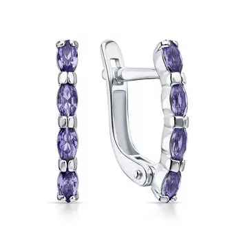 Золотые серьги с наноситалами танзанит