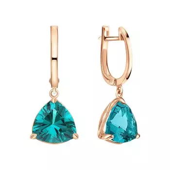 Золотые серьги с наноситалами турмалин параиба