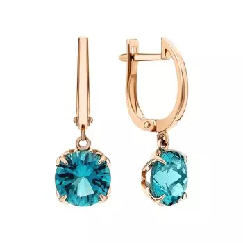 Золотые серьги с наноситалами турмалин параиба