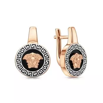 Золотые серьги с ониксом природным