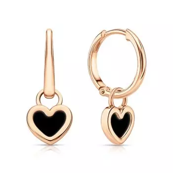 Золотые серьги с ониксом природным