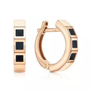 Золотые серьги с ониксом природным