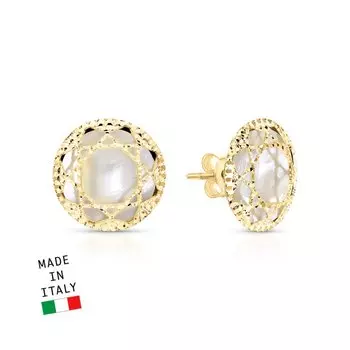 Золотые серьги с перламутром природным