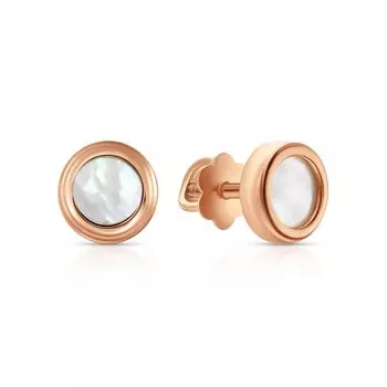Золотые серьги с перламутром природным