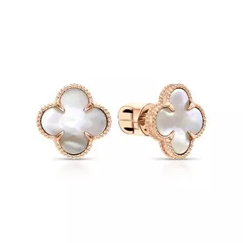 Золотые серьги с перламутром природным