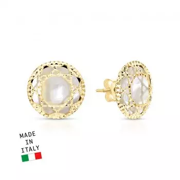 Золотые серьги с перламутром природным
