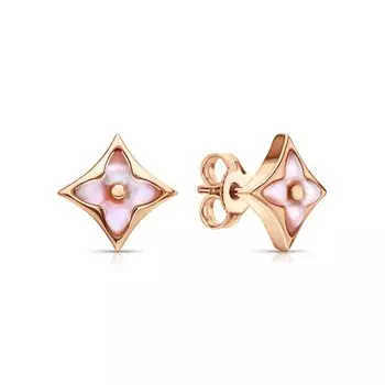 Золотые серьги с перламутром природным