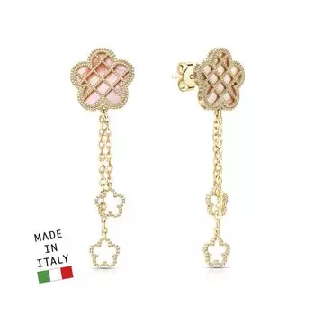 Золотые серьги с перламутром природным