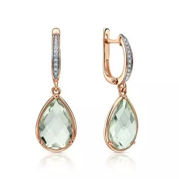 Золотые серьги с празиолитами и бриллиантами