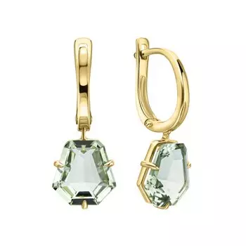 Золотые серьги с празиолитами природными