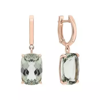 Золотые серьги с празиолитами природными