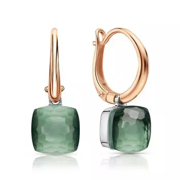 Золотые серьги с празиолитами природными