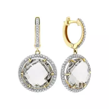 Золотые серьги с празиолитом и бриллиантами