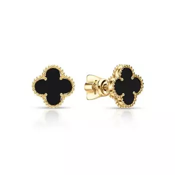 Золотые серьги с природными агатами