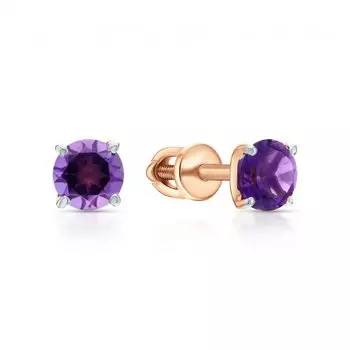 Золотые серьги с природными аметистами
