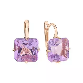 Золотые серьги с природными аметистами