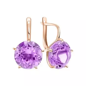 Золотые серьги с природными аметистами