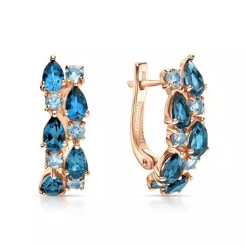 Золотые серьги с природными топазами