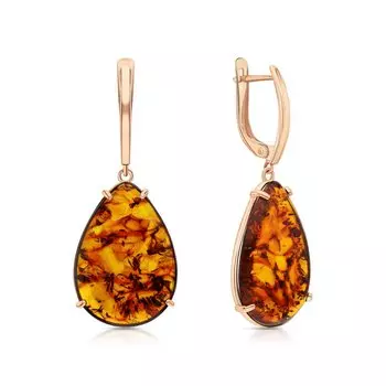 Золотые серьги с янтарем